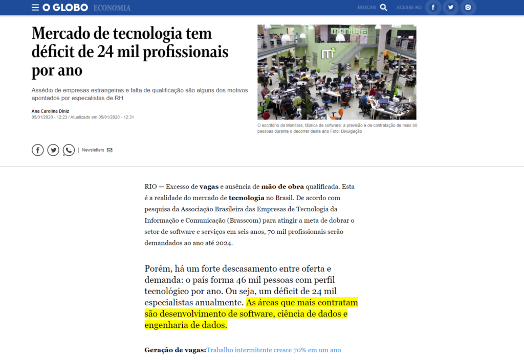Mercado de tecnologia tem déficit de 24 mil profissionais por ano
